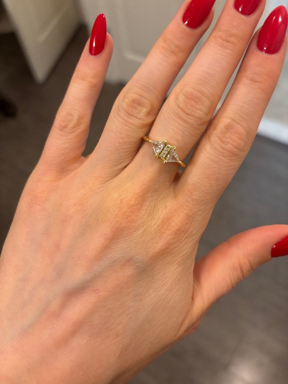 The Sahale Gold geometric triangle Accent Stackable Ring - Women Jewelry ring